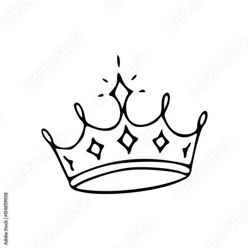doodle crown with sparkles vector