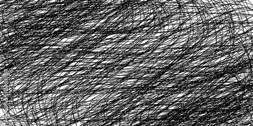 Chaotic scribble pattern. Abstract black hand-drawn lines randomly tangled on white background. Messy sketch texture for artistic designs or stress concepts. Trendy vector illustration.