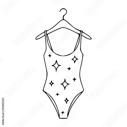 sparkling one-piece swimsuit on hanger