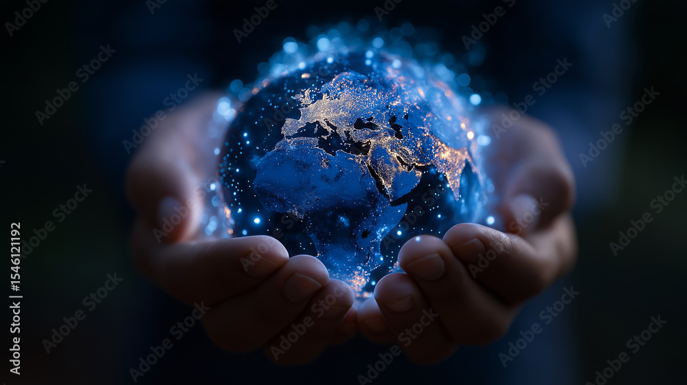 Earth Day Conservation with Hands Holding a Glowing Earth Earth Day Conservation with Hands Holding a Glowing Earth