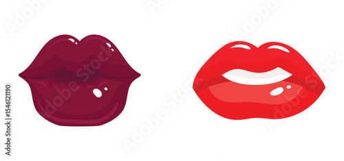 Sexy lips of women or girls flat vector illustrations set