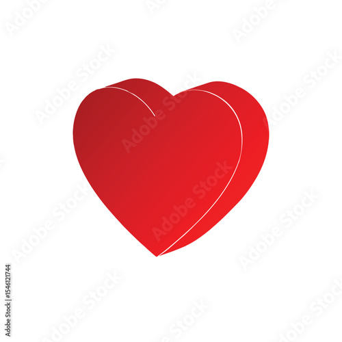 A realistic vector 3D red heart shape ,symbol and forever love with isolated on white background, high-resolution, for commercial use in Adobe Illustrator Artwork