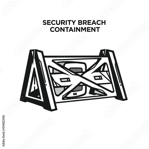 Black and White Security Breach Containment Barrier Graphic