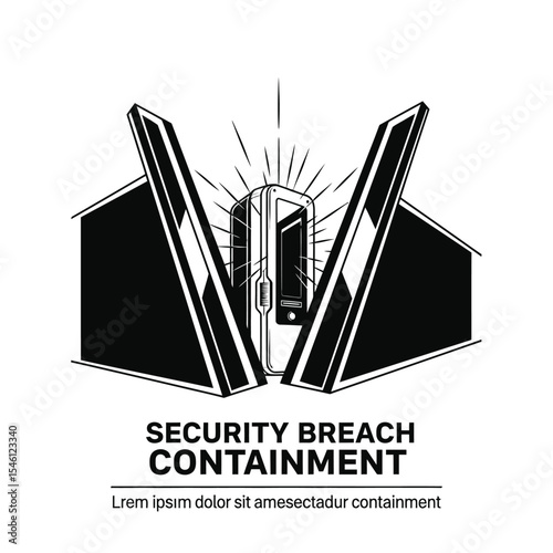 Black and White Security Breach Containment Graphic Device