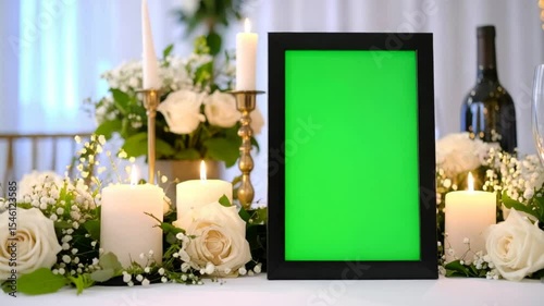 Elegant table setting green screen frame