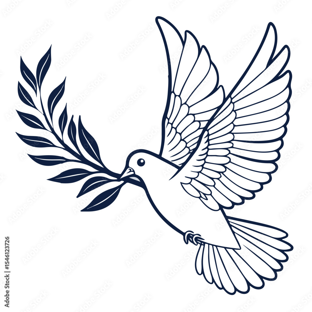 Fototapeta premium Beautifully drawn flying bird image representing hope, balance, and calmness in a modern and symbolic design.