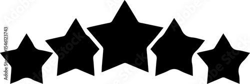 Five stars arranged in a horizontal plane icon design for templates.