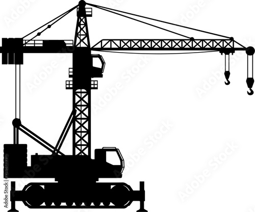 Heavy duty crawler crane silhouette illustration