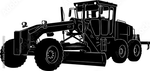 Motor grader silhouette illustration heavy equipment construction machinery silhouette