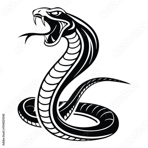 Realistic snake vector with aggressive posture and textured design for animal themes.