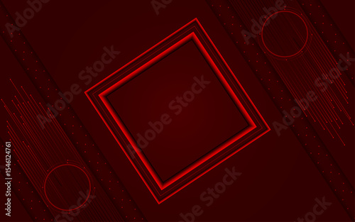 Minimal square background. Dynamic red shapes composition with neon lines. Abstract background modern hipster futuristic graphic. Vector abstract background for banner, poster, banner