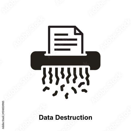 Black Document Shredder Icon Data Destruction white