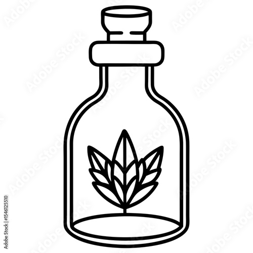 Botanical Elixir Bottle Line Art