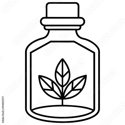 Botanical Elixir Bottle Line Art