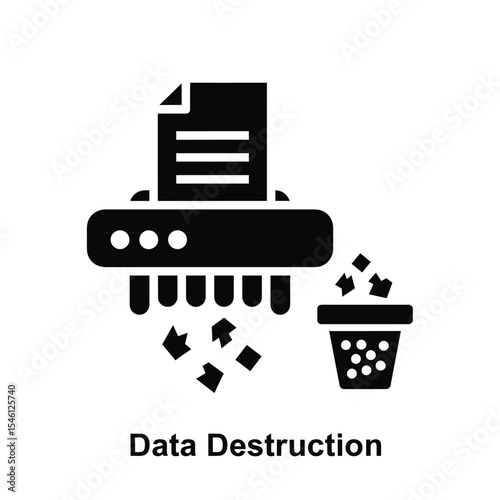 Black Icon Document Shredder Data Destruction Recycle Bin