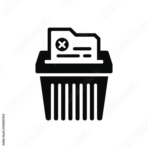 Black Icon Document Shredder Delete File Data Security