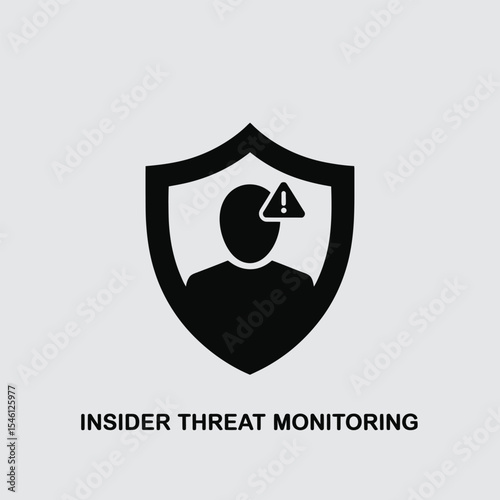 Black Icon Insider Threat Monitoring Security Shield Person Alert 1