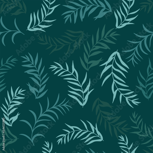 Tropical seamless pattern with leaves. Vector illustration.