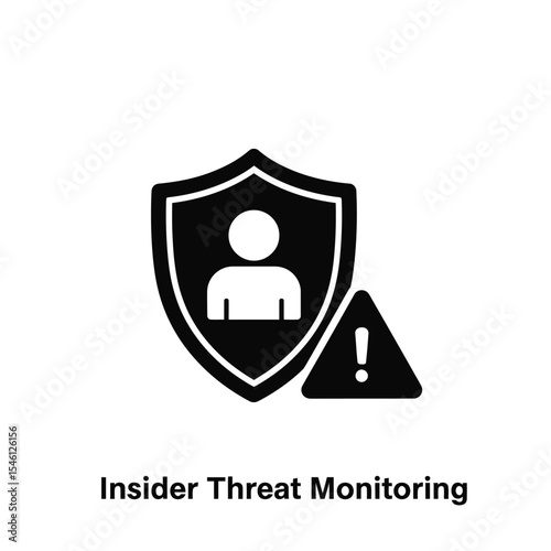 Black Icon Insider Threat Monitoring Security Shield Person Alert