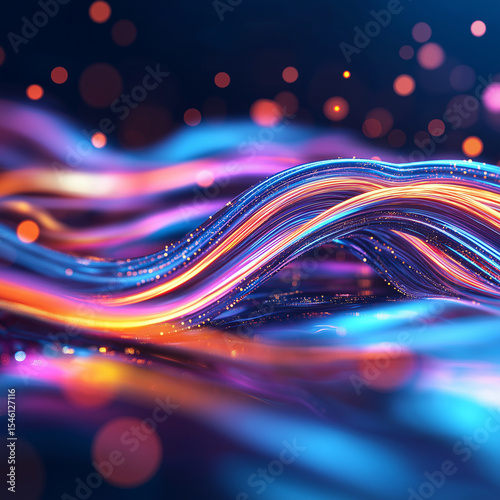 Vibrant flowing waves with glowing lights and colors