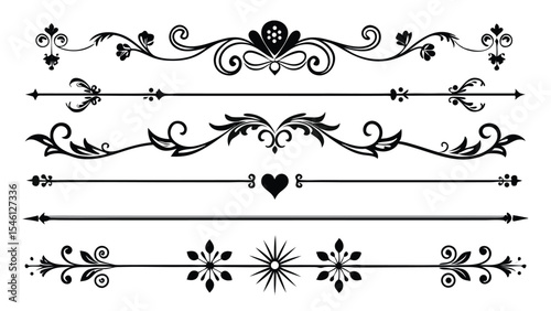 Elegant Decorative Dividers: Showcasing a range of elegant, black ornamental dividers, perfect for adding a touch of refinement to any design project.