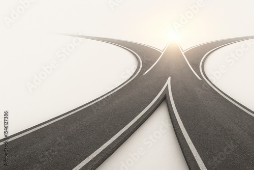 The roads merge into one under the beam of light. Space for text.