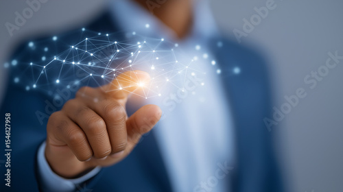 Businessman Engaging in Digital Network and Team Collaboration photo