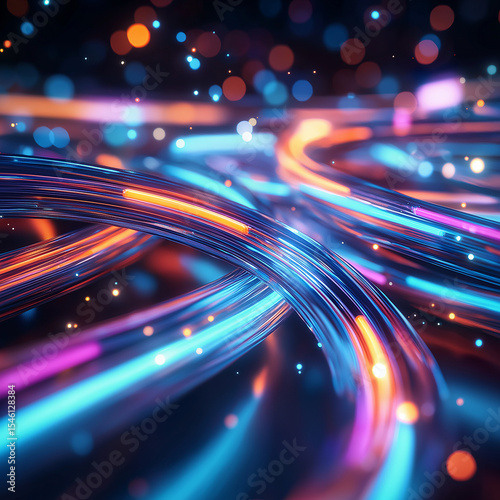 Vibrant light trails create mesmerizing abstract scene