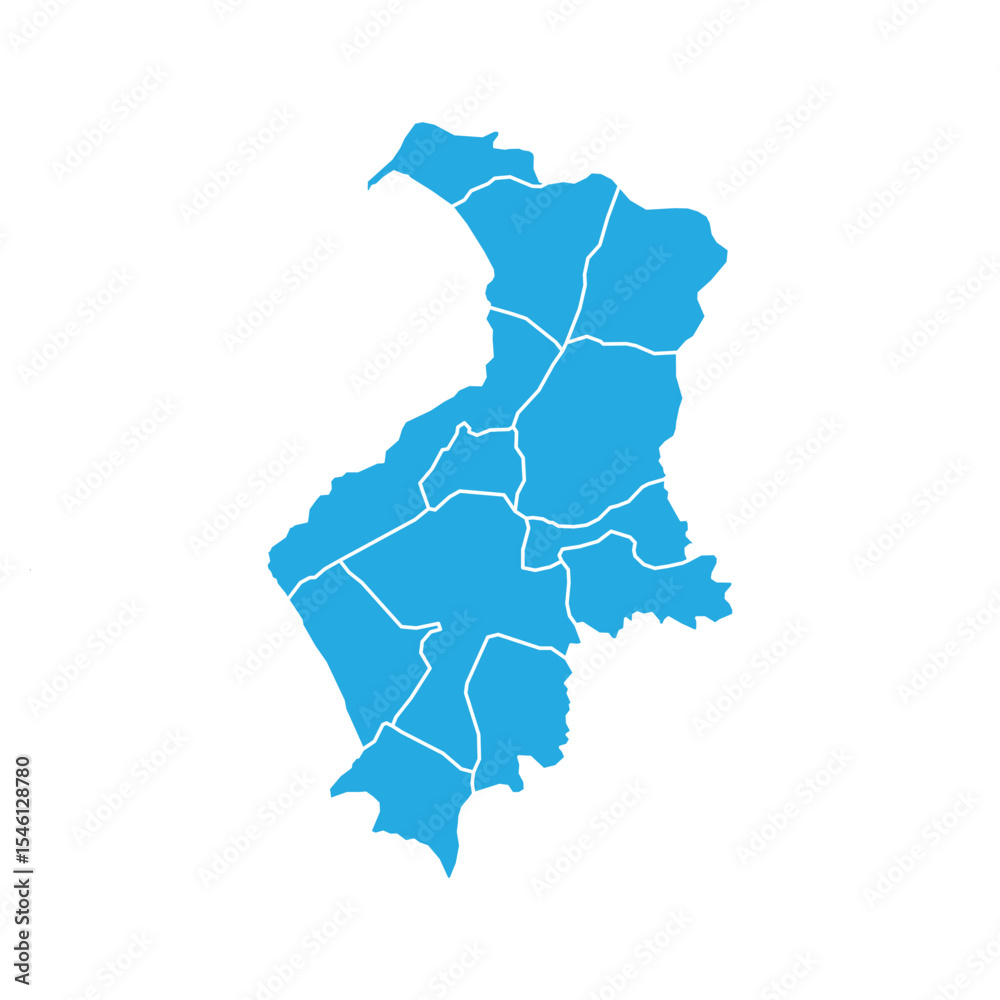 Obraz premium Hatay Map Blue Administrative Vector