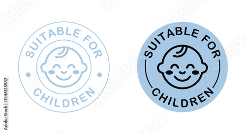 Suitable for Children Baby Face Product Label Icon Set