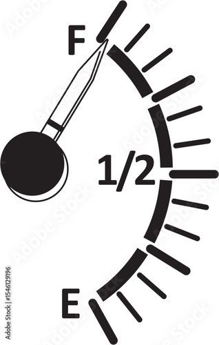 black and white close up on fuel level gauge vector