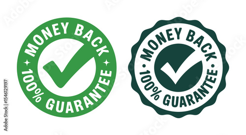 100% Money Back Guarantee Green Circle Check Mark Seal Icon Vector