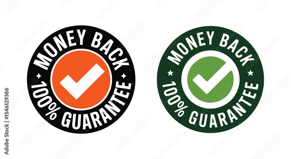 100% Money Back Guarantee Circular Stamps with Checkmark 100% Money Back Guarantee Circular Stamps with Checkmark