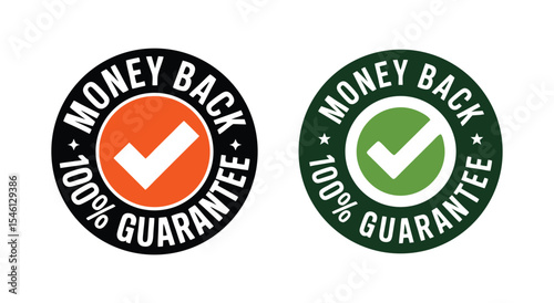 100% Money Back Guarantee Circular Stamps with Checkmark