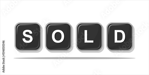 SOLD, word typography illustration for shop and store banner promotion.