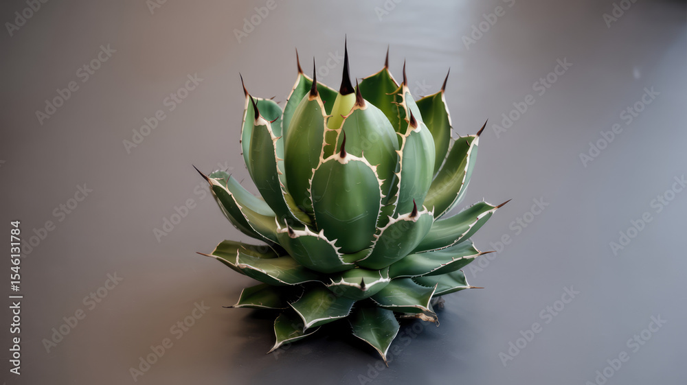 Fototapeta premium Agave Geometry – AI-Generated Close-Up of Succulent Elegance with Radiant Detail