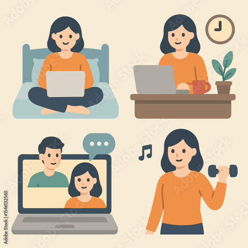 activities during WFH. vector icon