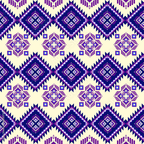 Geometric Ethnic pattern,Native American tribal fabric, tile, carpet, vector, illustration design, on navy blue background 