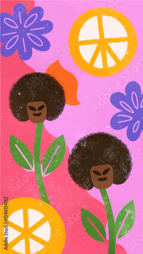 Background texture with elements of African-American culture designed in a retro and nostalgic concept 