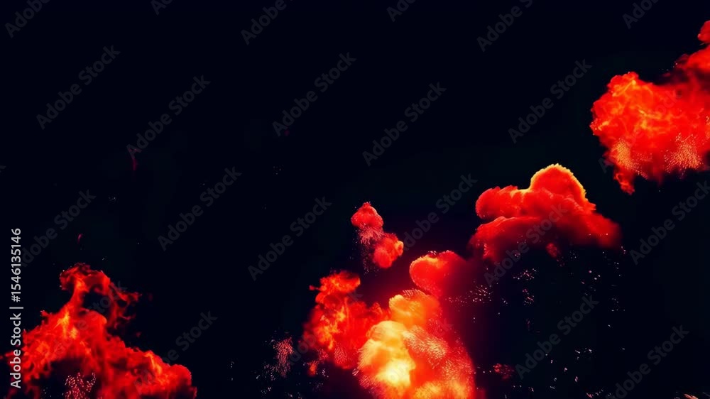 Dynamic explosion sequence with dramatic fiery blasts and intense smoke plumes captured in slow motion