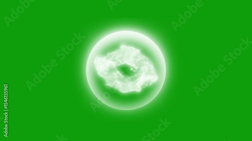 The Slow Motion Energy Firework That Expands Gently Then Suddenly Erupts in Silence on a Green Background