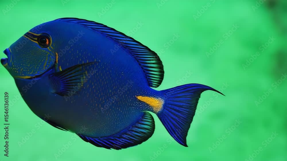 Bright blue fish swimming gracefully in a vibrant underwater environment