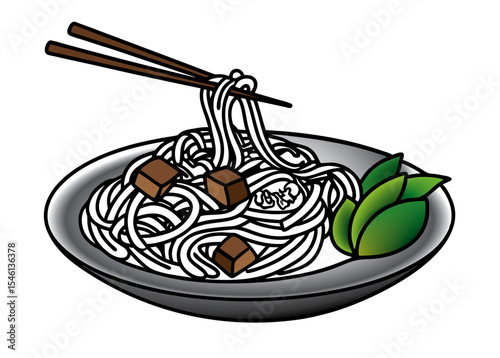 Noodles with Chopsticks Icon"

Alternate options:

"Asian Noodle Dish Illustration"

"Tofu Noodles Plate Vector"

"Ramen or Soba Noodle Bowl Icon"