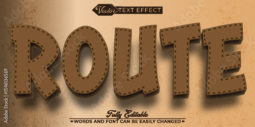Brown Route Vector Editable Text Effect Template