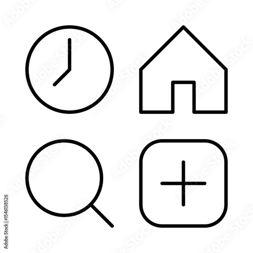 UI Icon Set Clock Home Search Plus Outline