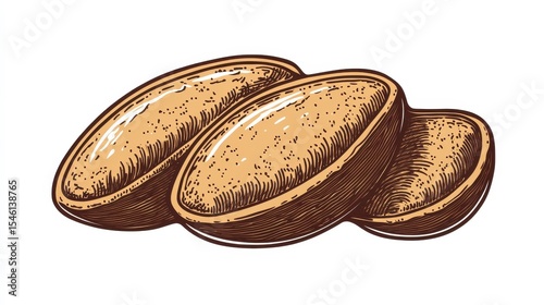 Hand-Drawn Illustration of Natural Whole Nuts on White Background