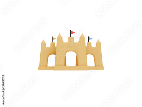 sand castle icon 3d illustration render
