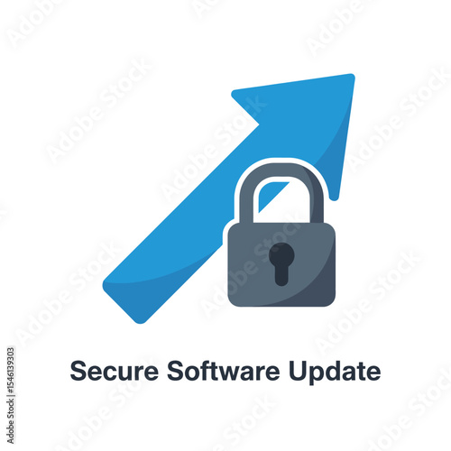 Blue Upward Arrow with Gray Padlock Secure Software Update Icon