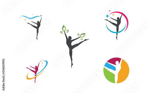 Healthy life Human fit sport logo sign illustration v.301