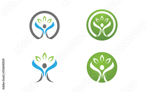 Healthy life Human fit sport logo sign illustration v.307